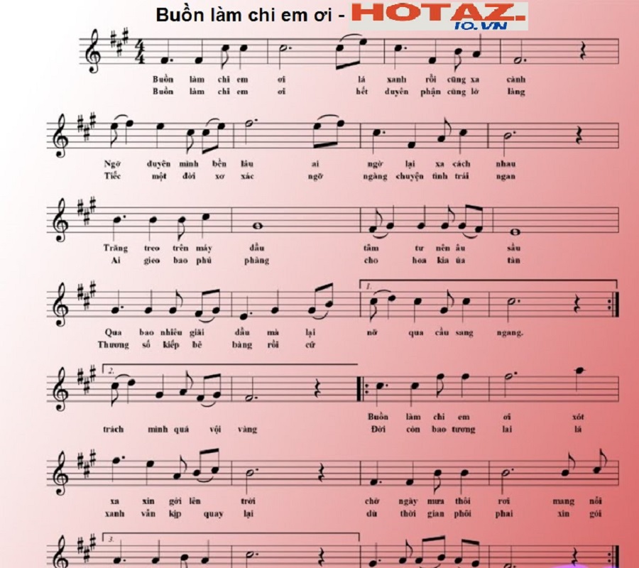 Lời Bài Hát 'Buồn Làm Chi Em Ơi'